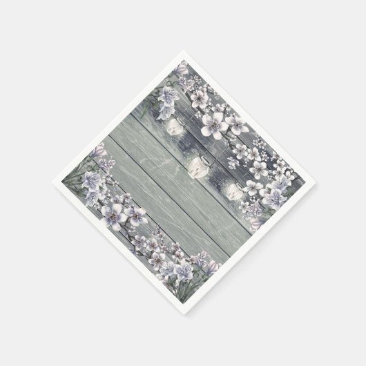 Winter Kirschblossom Zweige & Lanterns Rustikal Serviette (Ecke)