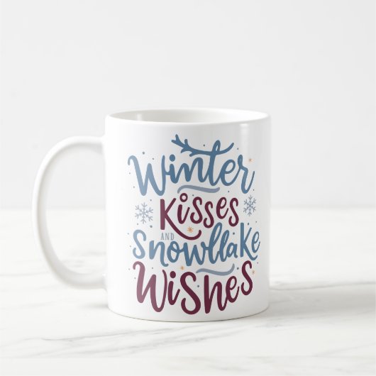 Winter Kisses and Snowflake Wünsche Weihnachten Ta Kaffeetasse (Links)