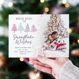 Winter Kisses Quote Bäume Foto Frohe Weihnachten