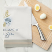 Winter Kitchen Floral Blueberries White Bloom Geschirrtuch (Viertel Falte)