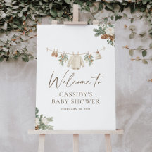 Winter-Kleiderleine-Baby-Shower-Willkommensschild
