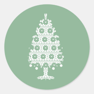 Winter-Knit-Christbaum-Aufkleber Runder Aufkleber