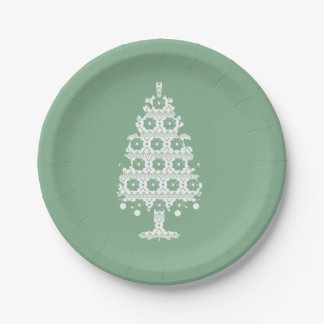 Winter-Knit-Christmasbaum-Papierteller Pappteller