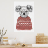 Winter koala (rot) poster (Küche)