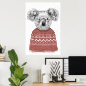 Winter koala (rot) poster (Heimbüro)