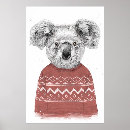 Winter koala (rot) poster (Vorne)