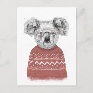 Winter koala (rot) postkarte