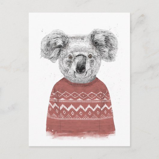 Winter koala (rot) postkarte (Vorderseite)