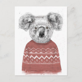 Winter koala (rot) postkarte
