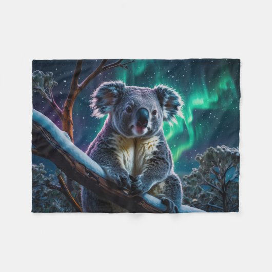 Winter Koala und Südlichter Fleecedecke (Vorderseite (Horizontal))