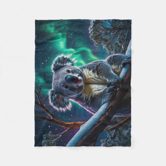 Winter Koala und Südlichter Fleecedecke (Vorderseite)