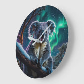 Winter Koala und Südlichter Große Wanduhr (Winkel)