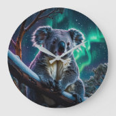 Winter Koala und Südlichter Große Wanduhr (Vorderseite)
