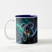 Winter Koala und Südlichter Zweifarbige Tasse (Links)