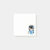 Winter Kokeshi Doll - Blue Kimono Geisha Girl Post-it Klebezettel (Vorderseite)