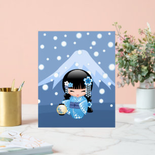 Winter Kokeshi Doll - Blue Mountain Geisha Girl Acrylschild
