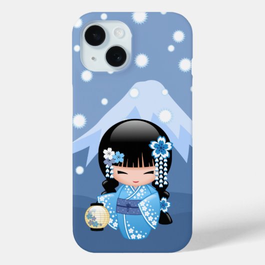 Winter Kokeshi Doll - Blue Mountain Geisha Girl Case-Mate iPhone Hülle (Rückseite)