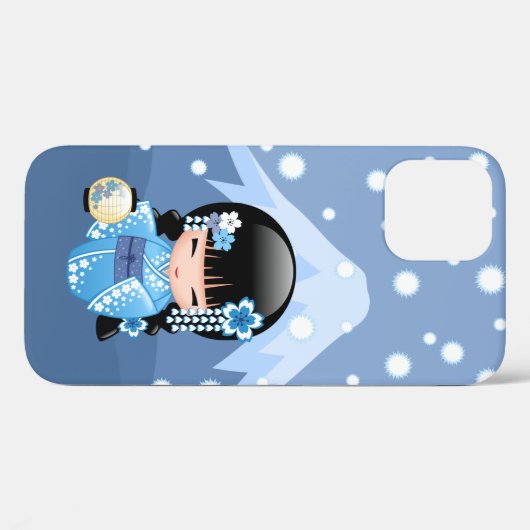 Winter Kokeshi Doll - Blue Mountain Geisha Girl Case-Mate iPhone Hülle (Rückseite (Horizontal))