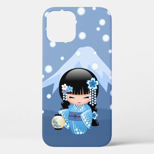 Winter Kokeshi Doll - Blue Mountain Geisha Girl Case-Mate iPhone Hülle (Rückseite)