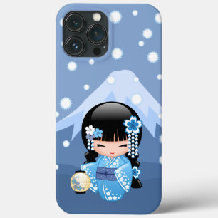 Winter Kokeshi Doll - Blue Mountain Geisha Girl Case-Mate iPhone Hülle