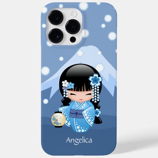 Winter Kokeshi Doll - Blue Mountain Geisha Girl Case-Mate iPhone Hülle (Rückseite)