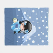 Winter Kokeshi Doll - Blue Mountain Geisha Girl Fleecedecke (Vorderseite (Horizontal))
