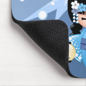 Winter Kokeshi Doll - Blue Mountain Geisha Girl Mousepad (Ecke)