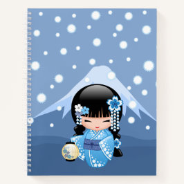 Winter Kokeshi Doll - Blue Mountain Geisha Girl Notizbuch