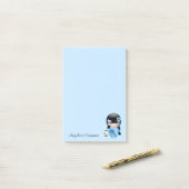 Winter Kokeshi Doll - Blue Mountain Geisha Girl Post-it Klebezettel (Auf Schreibtisch)