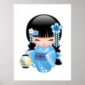 Winter Kokeshi Doll - Blue Mountain Geisha Girl Poster (Vorne)