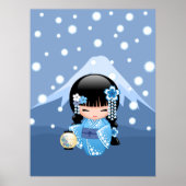Winter Kokeshi Doll - Blue Mountain Geisha Girl Poster (Vorne)