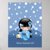 Winter Kokeshi Doll - Blue Mountain Geisha Girl Poster (Vorne)
