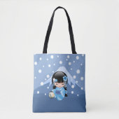 Winter Kokeshi Doll - Blue Mountain Geisha Girl Tasche (Vorderseite)