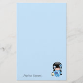 Winter Kokeshi Doll - CuteJapanese Geisha Girl Briefpapier (Vorderseite)