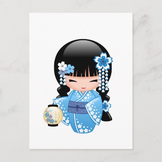 Winter Kokeshi Doll - Geisha Girl Postkarte (Vorderseite)