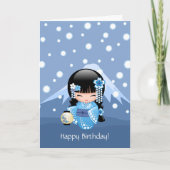 Winter Kokeshi Puppe - alles- Gute zum Karte (Vorderseite)