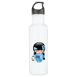 Winter Kokeshi Puppe - blaues Trinkflasche