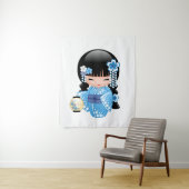 Winter Kokeshi Puppe - blaues Wandteppich (Beispiel)