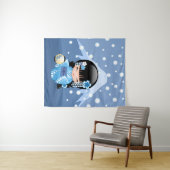 Winter Kokeshi Puppe - blaues Wandteppich (Beispiel (Horizontal))