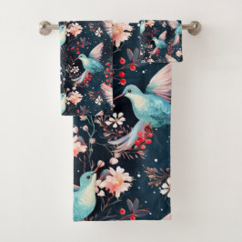 Winter-Kolibri-Muster Badhandtuch Set