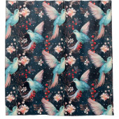 Winter-Kolibri-Muster Duschvorhang (Vorderseite)