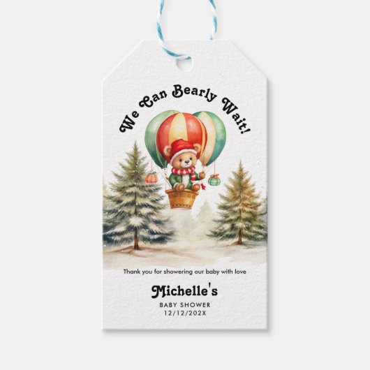 Winter können wir frühzeitig auf Weihnachtsdusche  Geschenkanhänger (Vorderseite)