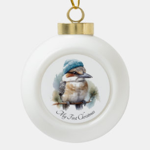 Winter Kookaburra Erstes Weihnachten Keramik Kugel-Ornament