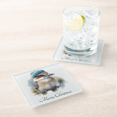 Winter Kookaburra Wünsche, Brauch Glasuntersetzer (Schrägansicht)