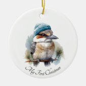 Winter Kookaburra Wünsche, Brauch Keramik Ornament (Vorne)