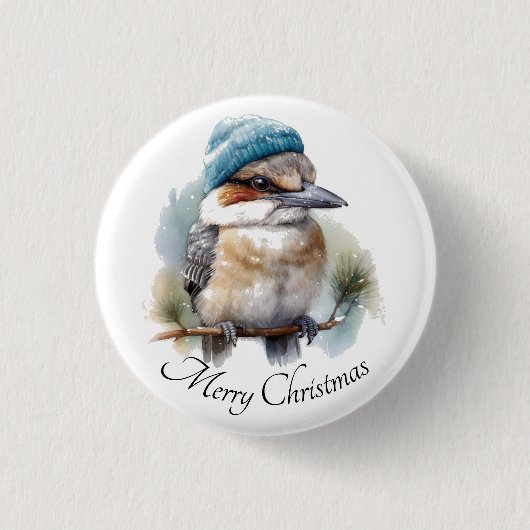 Winter-Kookaburra-Wünsche, individuell Button (Vorderseite)