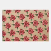 Winter Kraft Robin Nutcracker Poinsettia Geschenkpapier Set (Vorderseite 2)