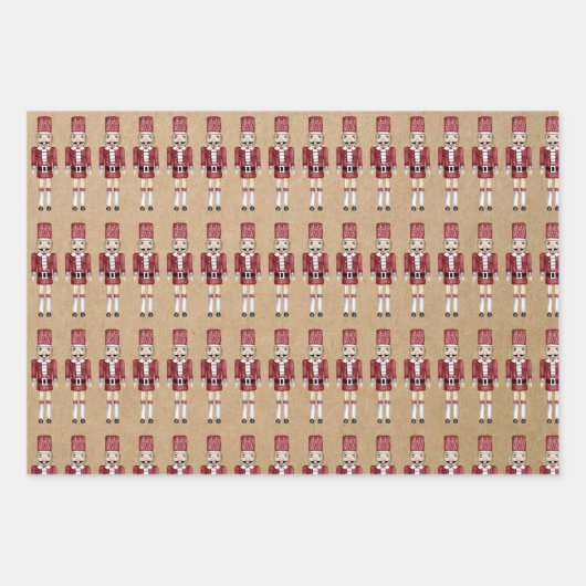 Winter Kraft Robin Nutcracker Poinsettia Geschenkpapier Set (Vorderseite 3)