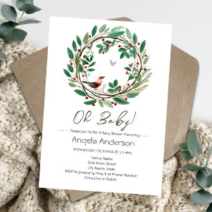 Winter-Kranz-Beeren-Christkindl-Baby-Party Einladung