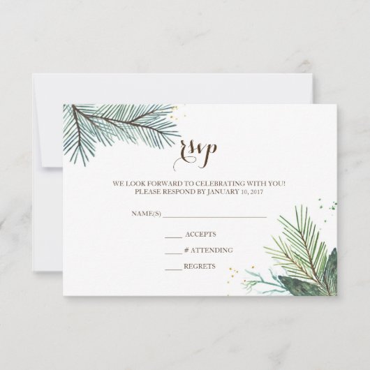 Winter-Kranz der Hochzeitskarte RSVP Karte (Vorderseite)